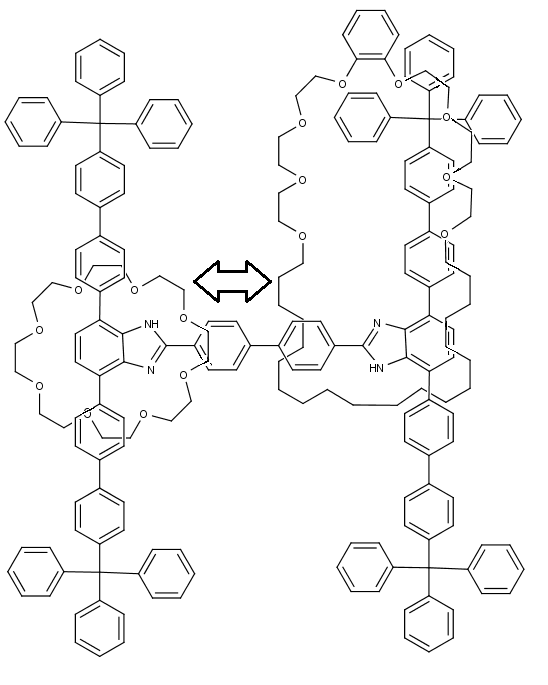 Chemická struktura [3]rotaxanu.
