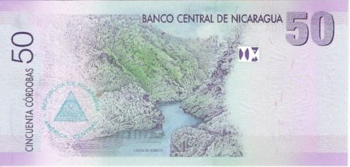 Zadní strana nicaraguiské bankovky o hodnotě 50 cordobas.