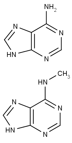 dusíkaté báze adenin (nahoře) a N6methyladenin (dole), součásti DNA