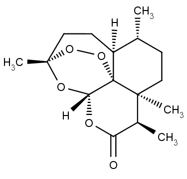 Chemická struktura artemisininu.