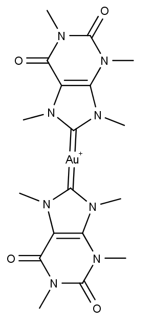 struktura Au(1,3,5,7-tetramethylxanthin-6-ylidenu)2