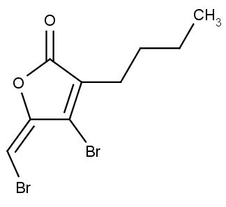 4-bromo-5-(bromomethylen)-3-butyl-furanon, látka s antibiotickými účinky
