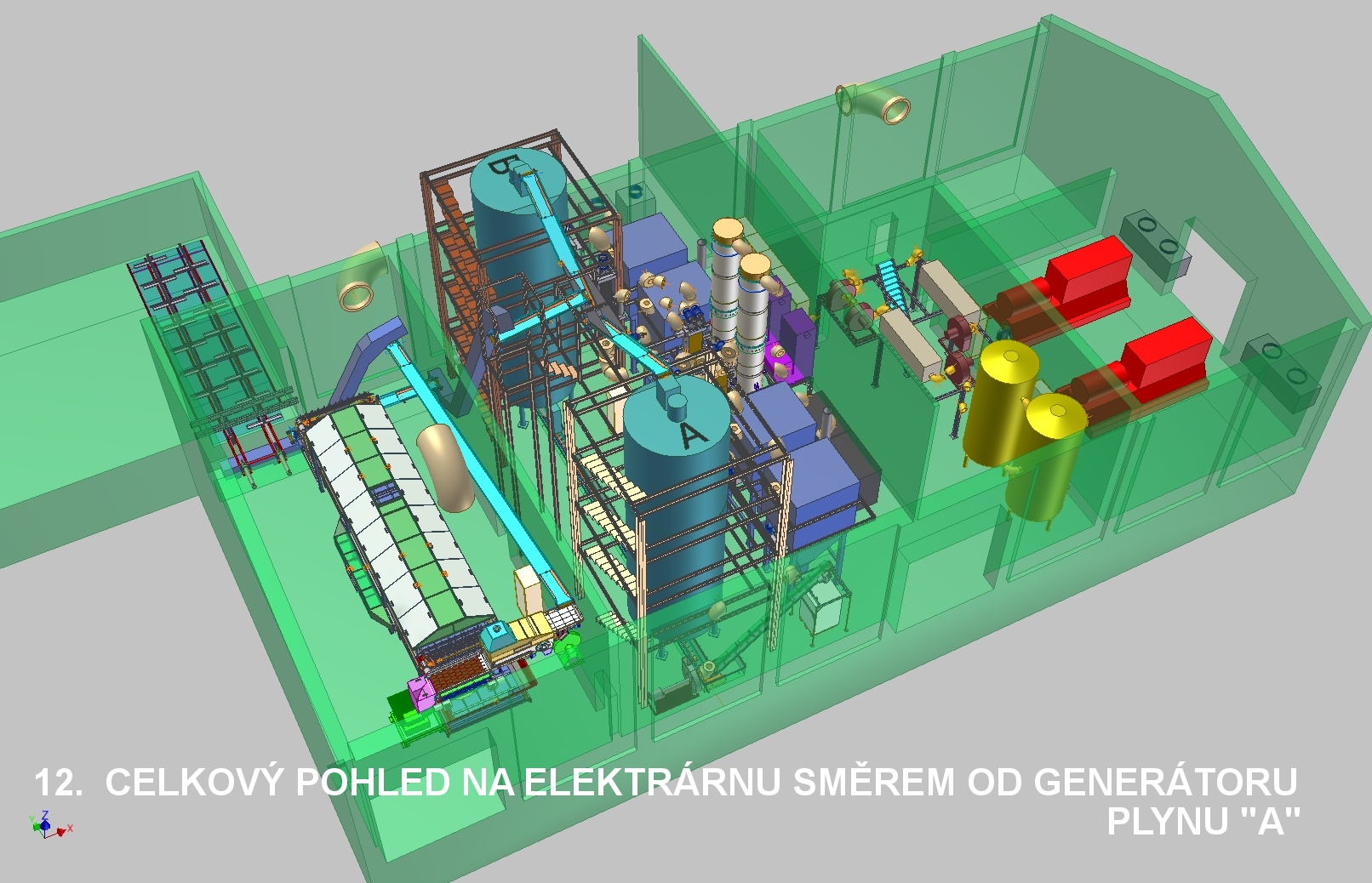 Celkový pohled na elektrárnu od generátoru plynu (AIR TECHNIC s.r.o.)