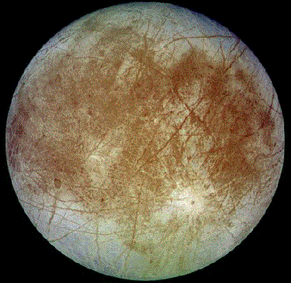 Jupiterův měsíc Europa (foto NASA)