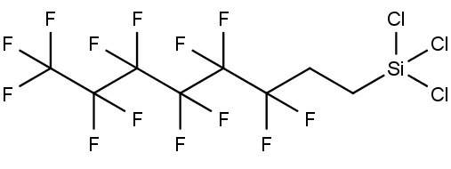 Chemická struktura trichloro(3,3,4,4,5,5,6,6,7,7,8,8,8-tridekafluorooktyl)silanu.