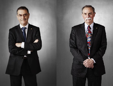 Letošní nobelisté za fyziku, vlevo Serge Haroche, vpravo David J. Wineland, copyright © Nobel Foundation 2012, foto Ulla Montan.