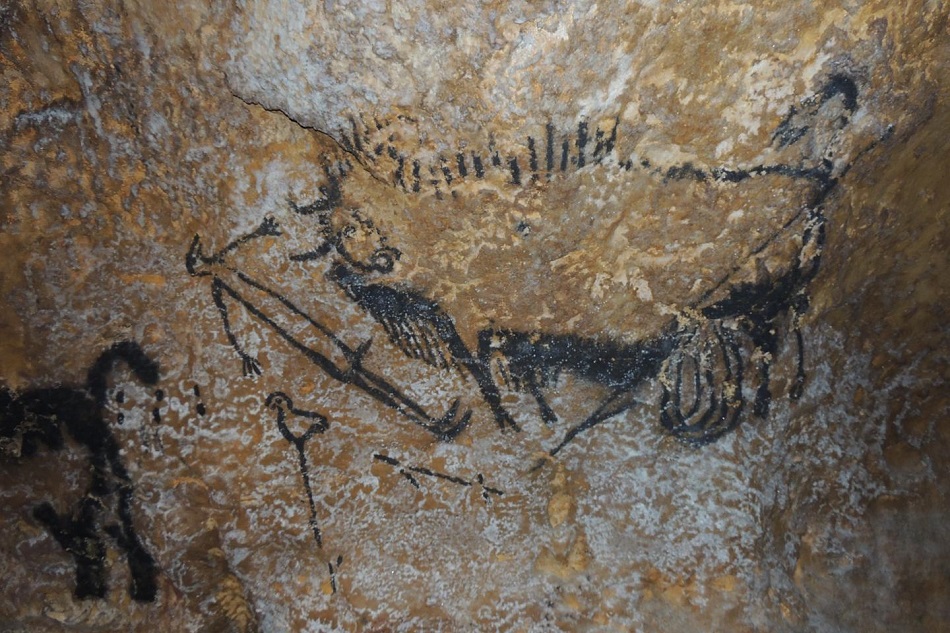 Malby z francouzské jeskyně Lascaux. Podle interpretace edinburghských vědců zvířata představují souhvězdí. S jejich pomocí dávný tvůrce datoval dopad komety, foto Alistair Coombs.