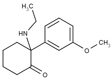 Chemická struktura methoxetaminu.