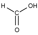 Chemická struktura kyseliny mravenčí.