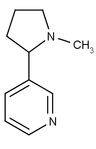 Chemická struktura nikotinu.