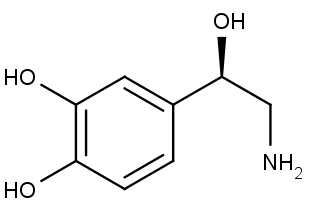 Chemická struktura noradrenalinu.
