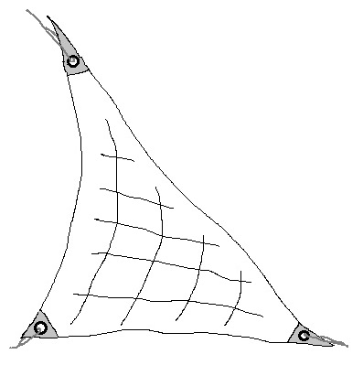 Schematické znázornění rozložení senzorů v plachtě