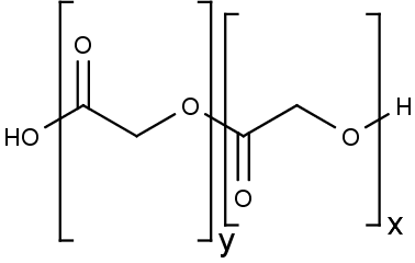 struktura kopolymeru kyseliny mléčné a glykolové PLGA