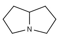 Chemická struktura pyrrolizidinu. 