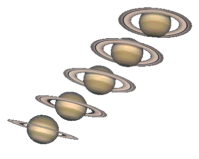 změny vzhledu Saturnu v závislosti na ročním období(foto NASA)
