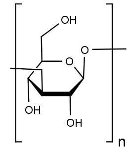 Chemická struktura polysacharidu zymosanu odvozená od glukózy.